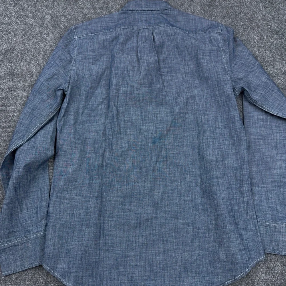 J.Crew Chambray Shirt Men Small Blue Slim Fit Organic Cotton One-Year Wash BE116